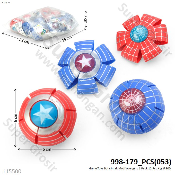 Game Toys Bola Injak Motif Avengers 1 Pack 12 Pcs Ktg @900