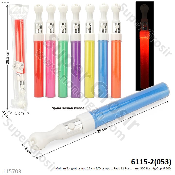 Mainan Tongkat Lampu 25 cm B/O Lampu 1 Pack 12 Pcs 1 Inner 300 Pcs Ktg Opp @600