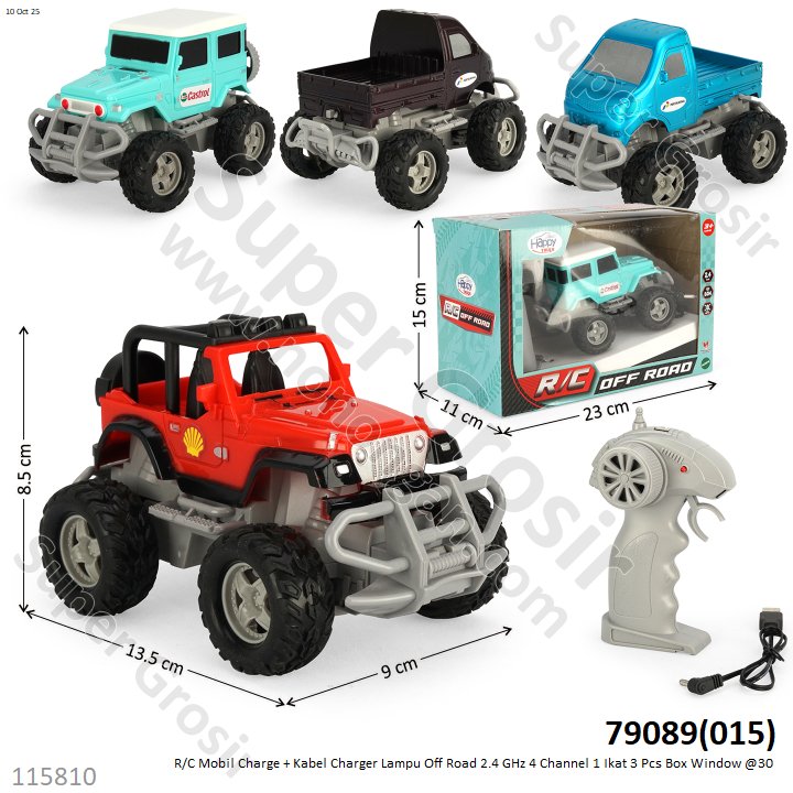 R/C Mobil Charge + Kabel Charger Lampu Off Road 2.4 GHz 4 Channel 1 Ikat 3 Pcs Box Window @30