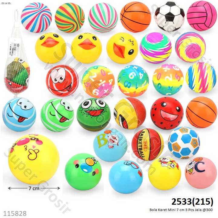 Bola Karet Mini 3 Pcs 7 cm Jala @300