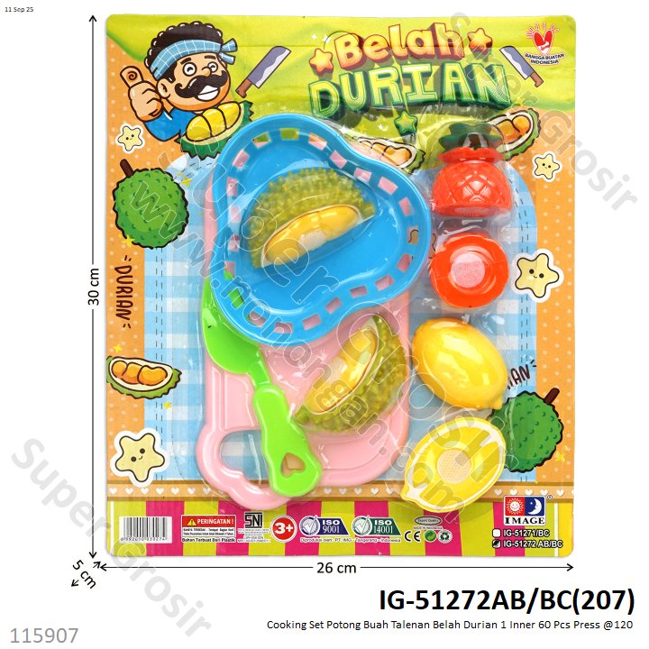 Cooking Set Potong Buah Talenan Belah Durian 1 Inner 60 Pcs Press @120