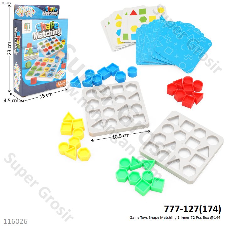 Game Toys Shape Matching 1 Inner 72 Pcs Box @144