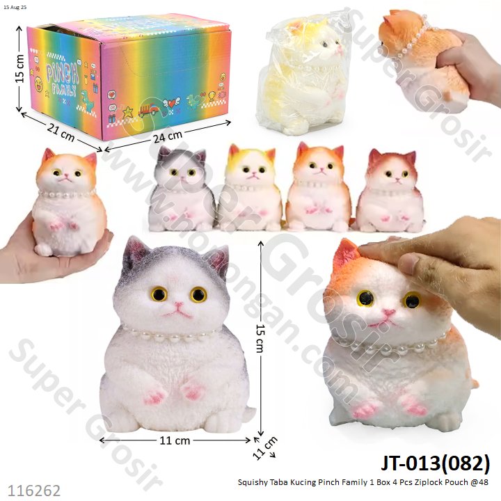 Squishy Taba Kucing Pinch Family 1 Box 4 Pcs Ziplock Pouch @48
