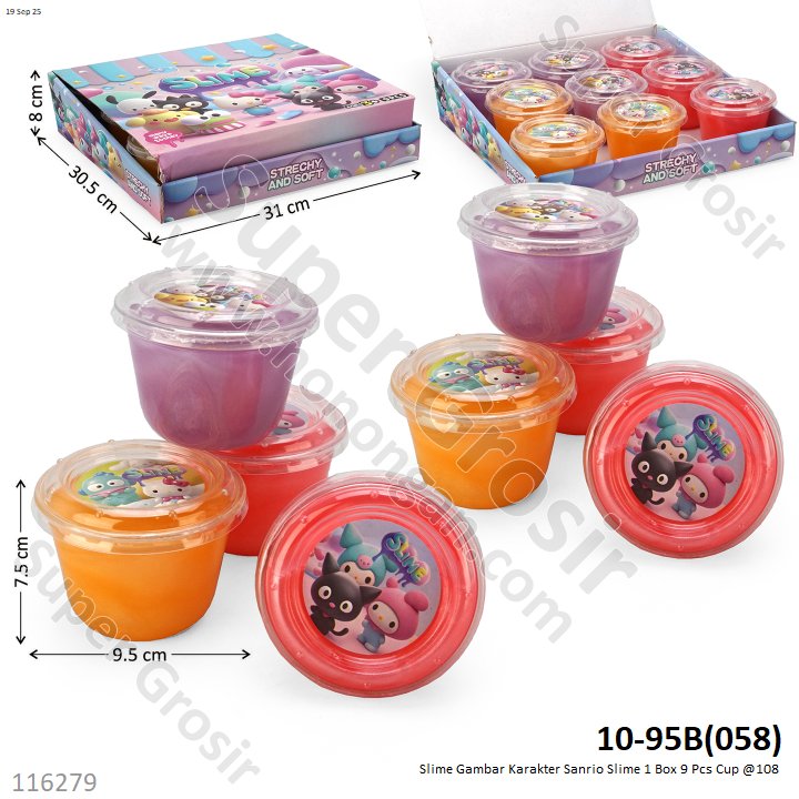 Slime Gambar Karakter Sanrio Slime 1 Box 9 Pcs Cup @108