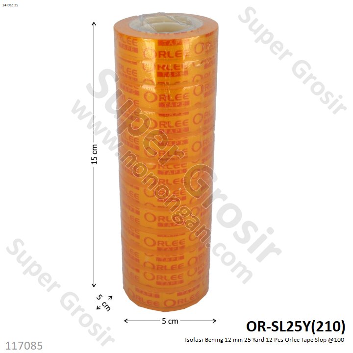 Isolasi Bening 12 mm 25 Yard 12 Pcs Orlee Tape Slop @100