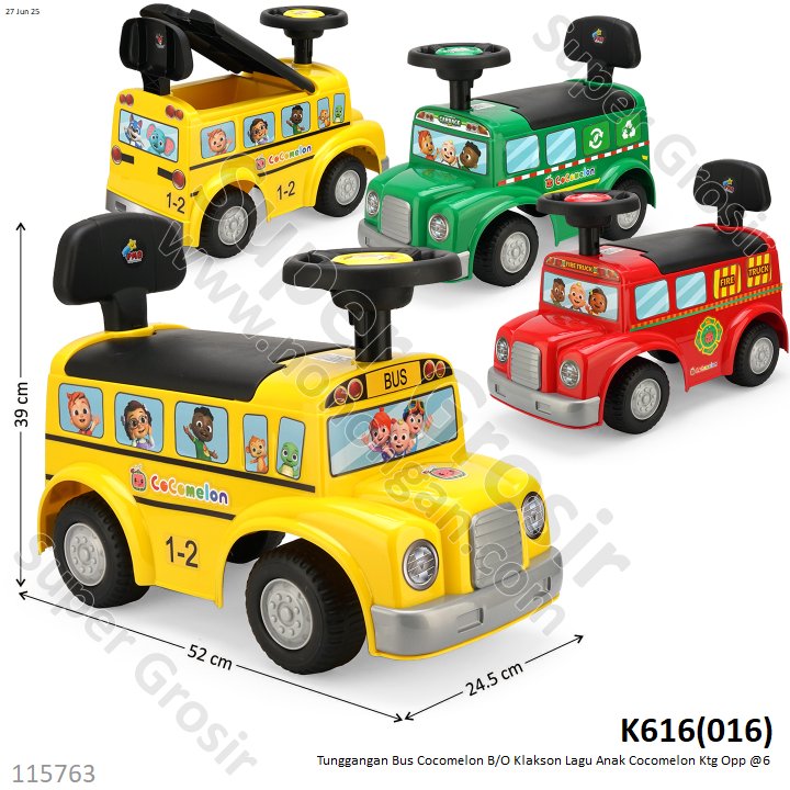 Tunggangan Bus Cocomelon Sandaran B/O Klakson Lagu Anak Cocomelon Box @1