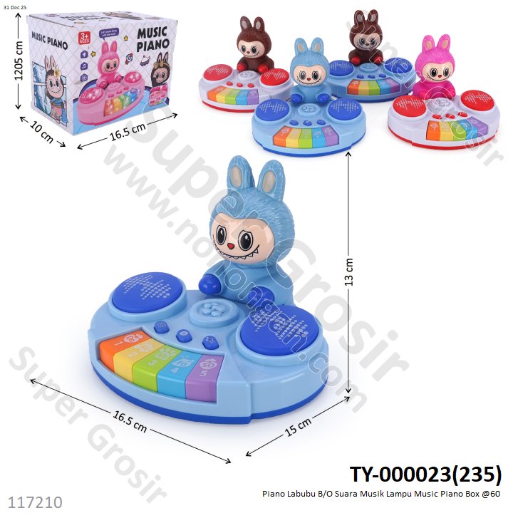 Piano Labubu B/O Suara Musik Lampu Music Piano Box @60