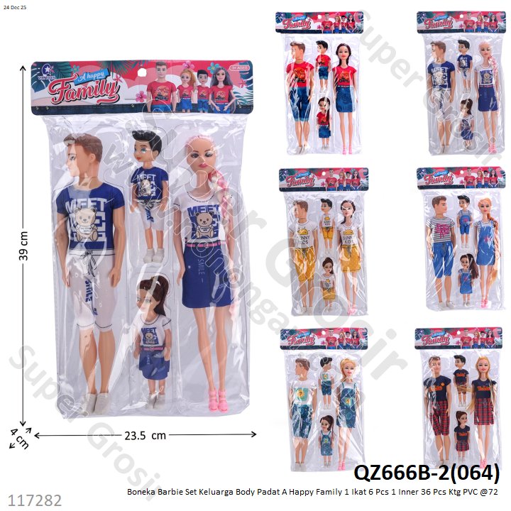 Boneka Barbie Set Keluarga Body Padat A Happy Family 1 Ikat 6 Pcs 1 Inner 36 Pcs Ktg PVC @72