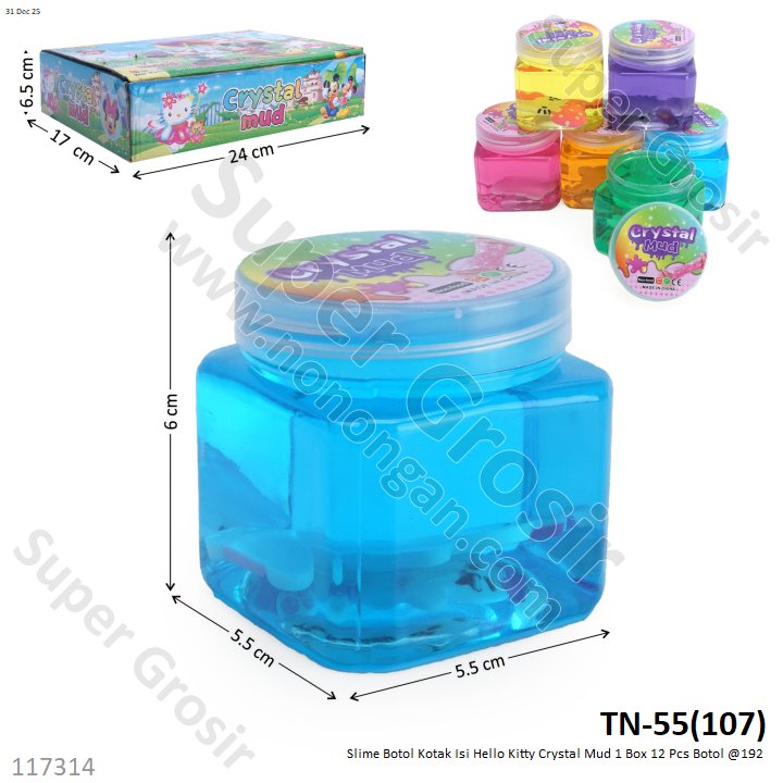 Slime Botol Kotak Isi Hello Kitty Crystal Mud 1 Box 12 Pcs Botol @192
