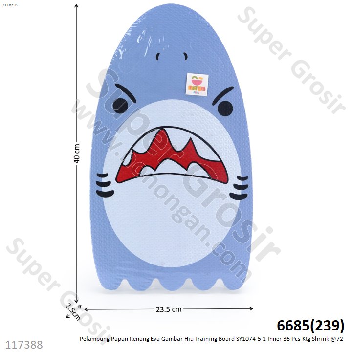 Pelampung Papan Renang Eva Gambar Hiu Training Board SY1074-5 1 Inner 36 Pcs Ktg Shrink @72