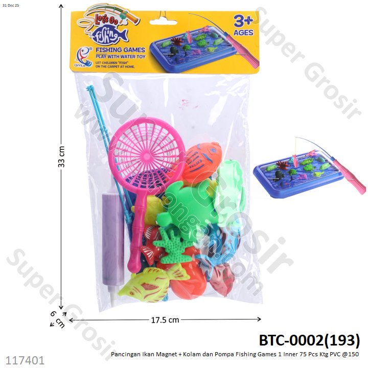 Pancingan Ikan Magnet + Kolam dan Pompa Fishing Games 1 Inner 75 Pcs Ktg PVC @150