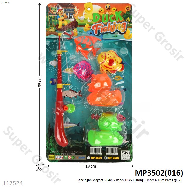 Pancingan Magnet 3 Ikan 2 Bebek Duck Fishing 1 Inner 60 Pcs Press @120