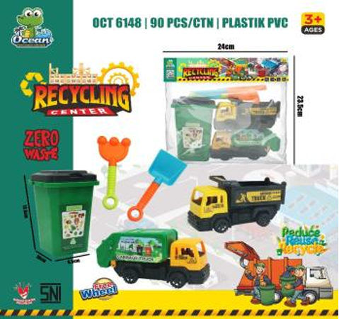 Truk Sampah 2 Pcs F/W + Bak Sampah Recycling Center 1 Inner 45 Pcs Ktg PVC @90