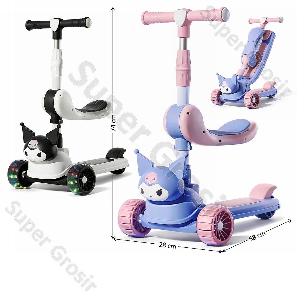 Scooter Roda 3 Kuromi + Tempat Duduk B/O Musik Lampu Kiddigo Box @8