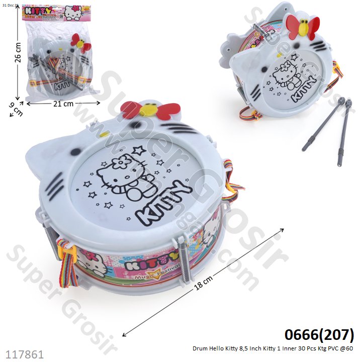 Drum Hello Kitty 8,5 Inch Kitty 1 Inner 30 Pcs Ktg PVC @60