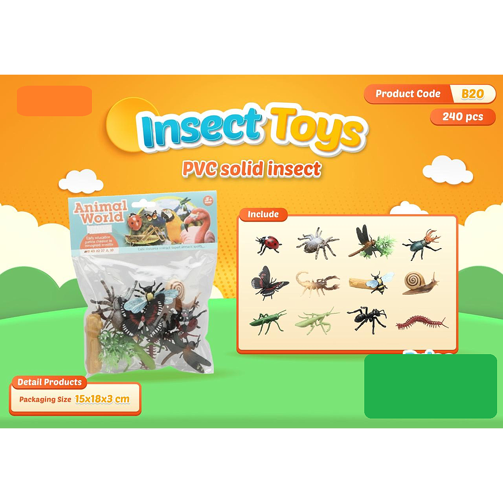 Hewan Serangga Set 12 Pcs Animal World 1 Inner 120 Pcs Ktg PVC @240