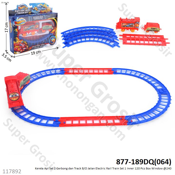 Kereta Api Set 2 Gerbong dan Track B/O Jalan Electric Rail Train Set 1 Inner 120 Pcs Box Window @240