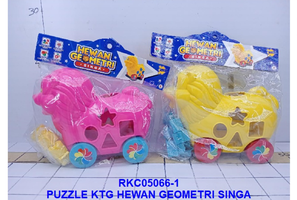 Puzzle Block Singa Kaki Roda Hewan Geometri 1 Inner 60 Pcs Ktg PVC @120