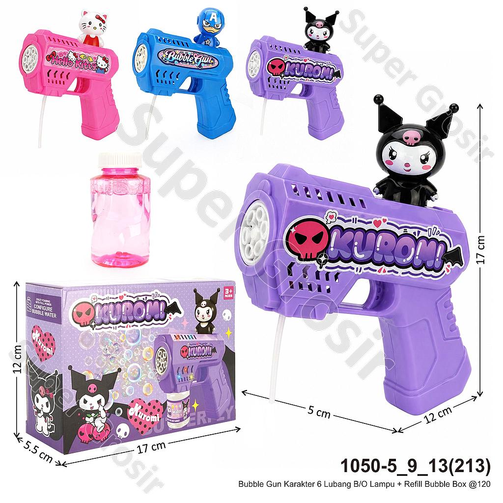 Bubble Gun Karakter 6 Lubang B/O Lampu + Refill Bubble Box @120