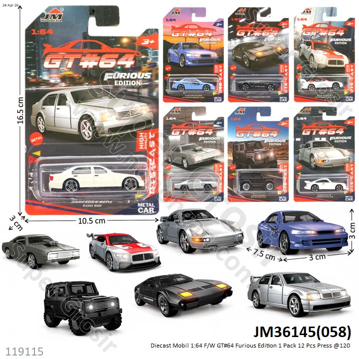 Diecast Mobil 1:64 F/W GT#64 Furious Edition 1 Pack 12 Pcs Press @120