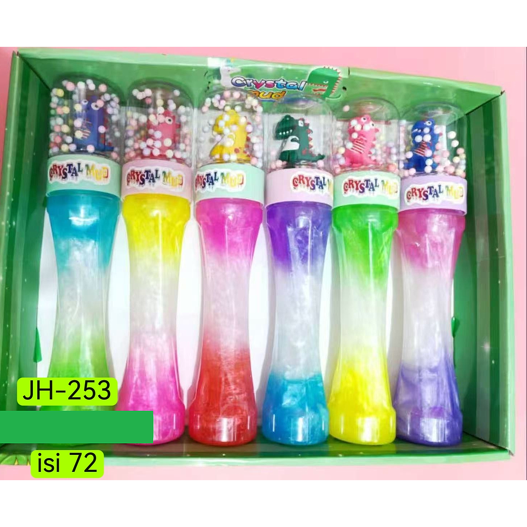 Slime Tabung Waist Isi Dinosaurus Warna Crystal Mud 1 Box 6 Pcs Tabung @72