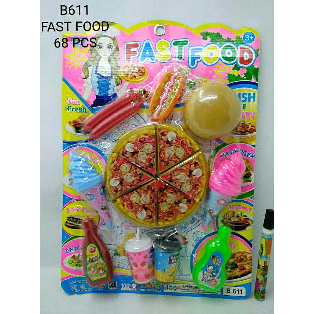 Food Set Pizza Burger Fast Food Press @68
