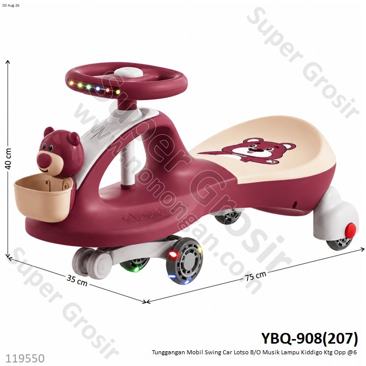 Tunggangan Mobil Swing Car Lotso B/O Musik Lampu Kiddigo Ktg Opp @6