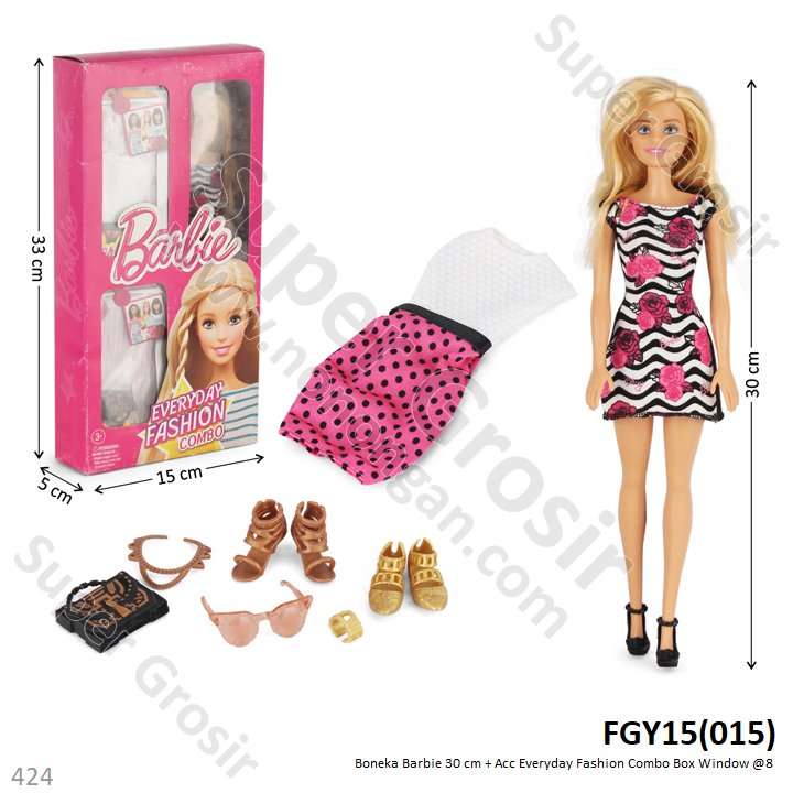 Boneka Barbie dan Acc Everyday Fashion Combo Box Window @8