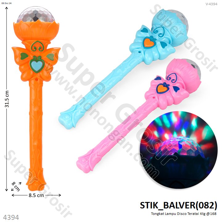 Mainan Tongkat Lampu Disco Teratai Kupu-Kupu B/O Musik Lampu Ktg Opp @168
