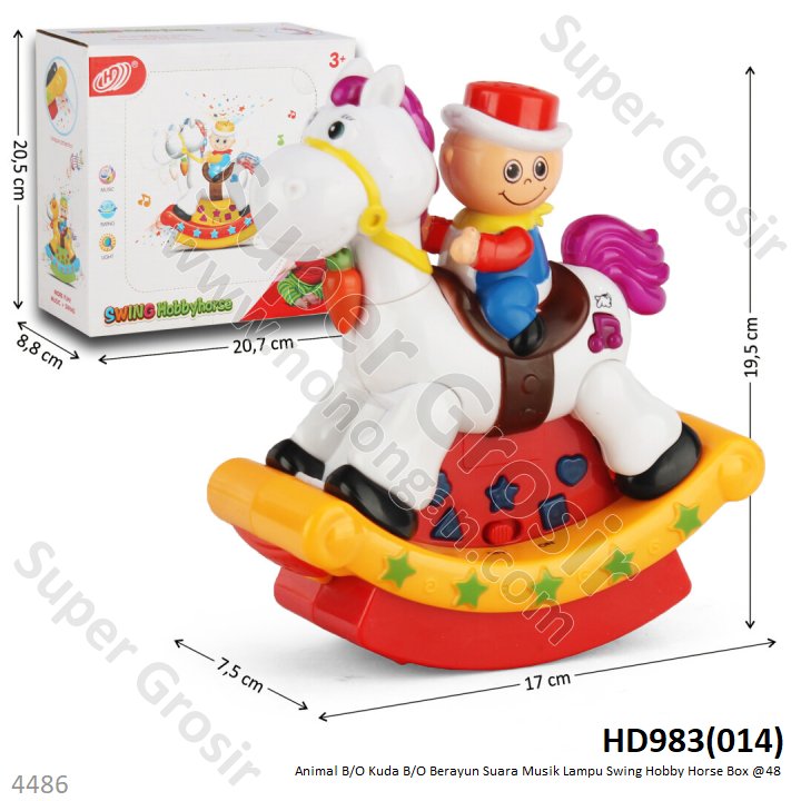 Baby Toys Ayunan Kuda Anak B/O Berayun Suara Musik Lampu Swing Hobby Horse Box @48