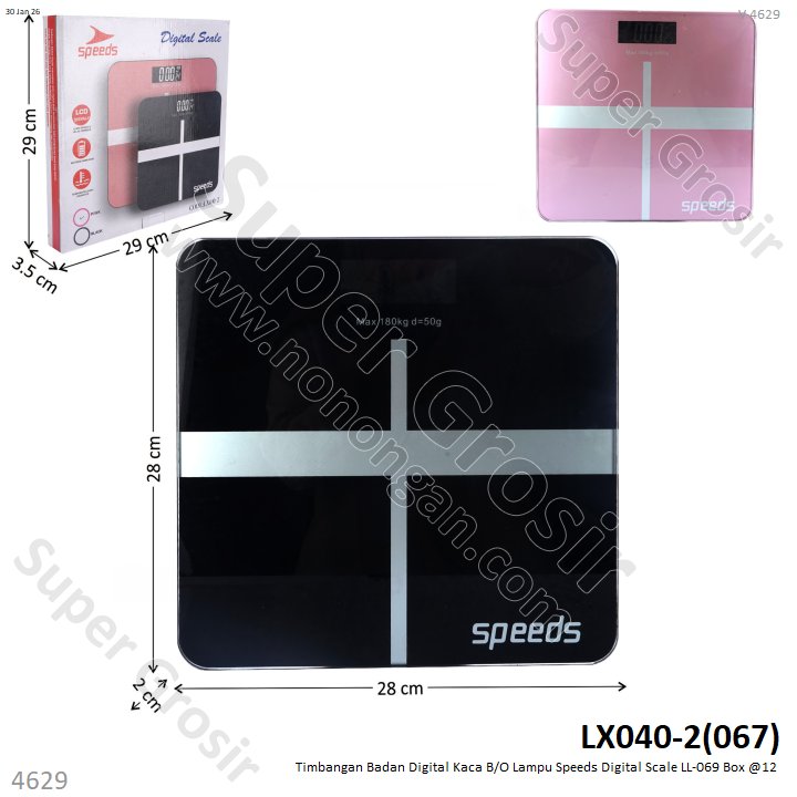 Timbangan Badan Digital Kaca B/O Lampu Speeds Digital Scale LL-069 Box @12