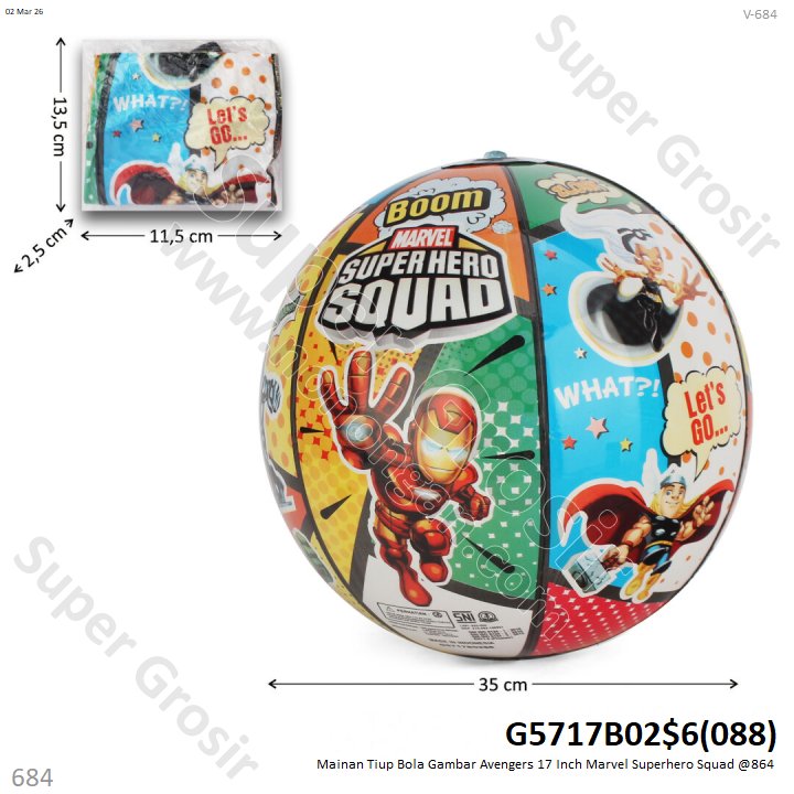 Mainan Tiup Bola Gambar Avengers 17 Inch Marvel Superhero Squad @864