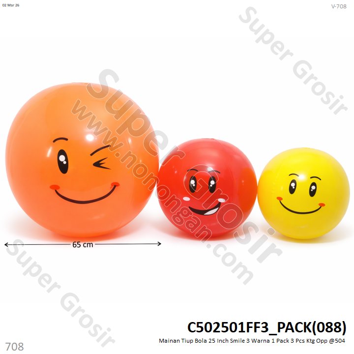Mainan Tiup Bola 25 Inch Smile 3 Warna 1 Pack 3 Pcs Ktg Opp @504