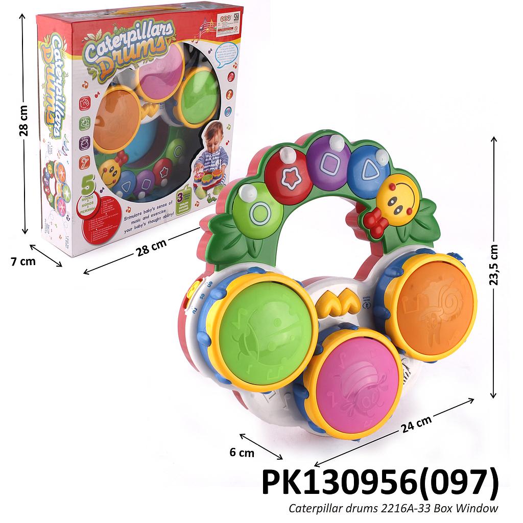 Baby Musical Drum B/O Caterpillar Drums 2216A-33 Box Window @22