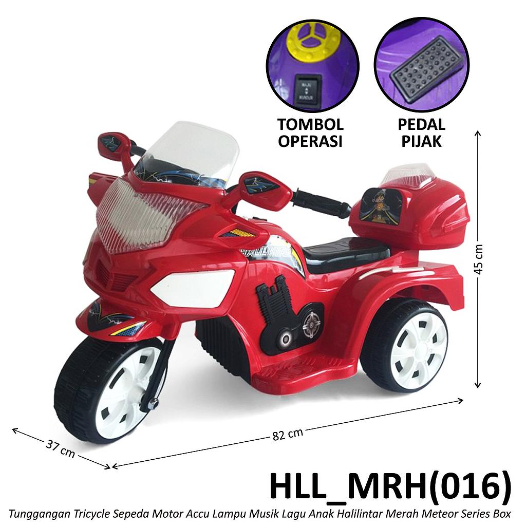 Tunggangan Sepeda Motor Aki Musik Lagu Anak Halilintar Merah Meteor Series Box @1