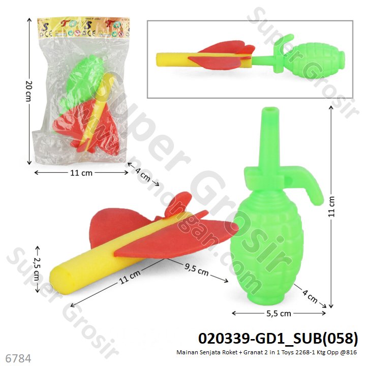 Mainan Senjata Roket + Granat 2 in 1 Toys 2268-1 Ktg Opp @816