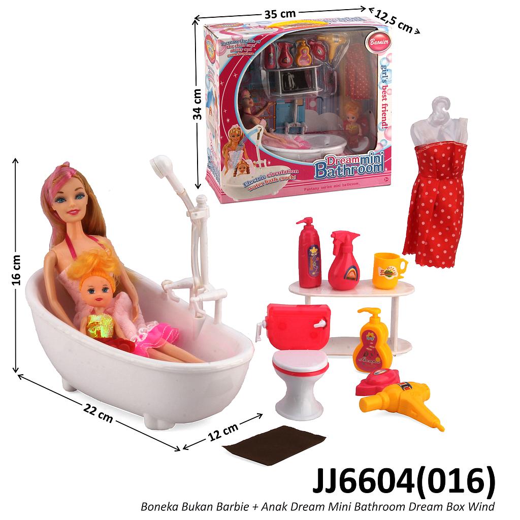 Boneka Barbie Set Bathtub + Acc Kamar Mandi + Anak Body Padat Dream Mini Bathroom Box Window @24