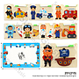 Puzzle Block Kayu 2 In 1 Papan Tulis Profesi + Kendaraan Ktg Shrink @120